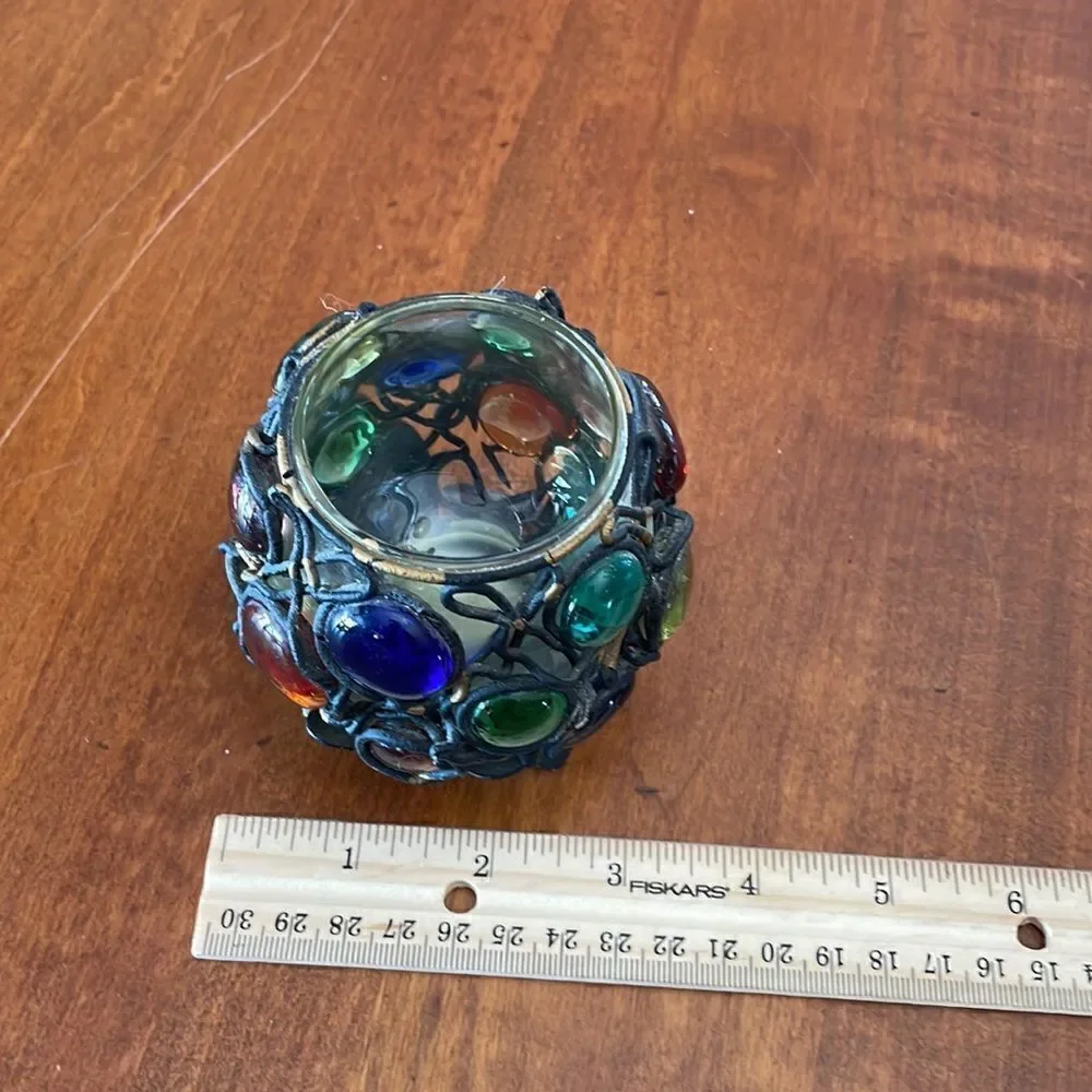70's Glass/Iron Brutalist Style Candle Holder - Japan